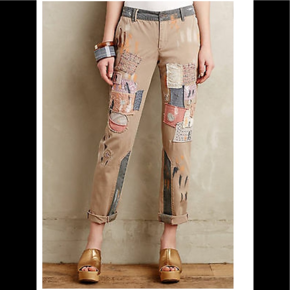 Anthropologie Pilcro Hyphen Patched Chinos Pant